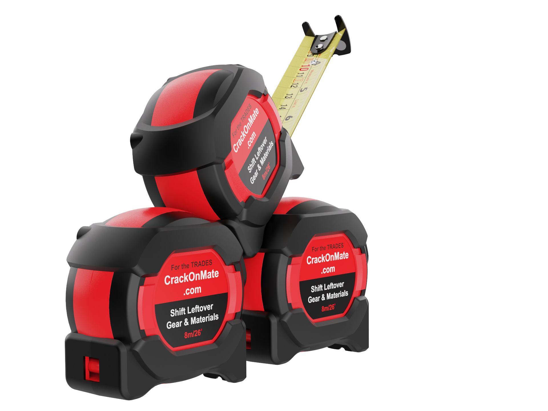 3-Pack 8m/26ft Auto-Lock Tape Measure – Heavy Duty Magnetic Hook, Double-Sided 25mm Blade, Nylon Coated, Class II – Shockproof Case, Belt Clip – Pro Measuring Tape for Trades & DIY - Image 6