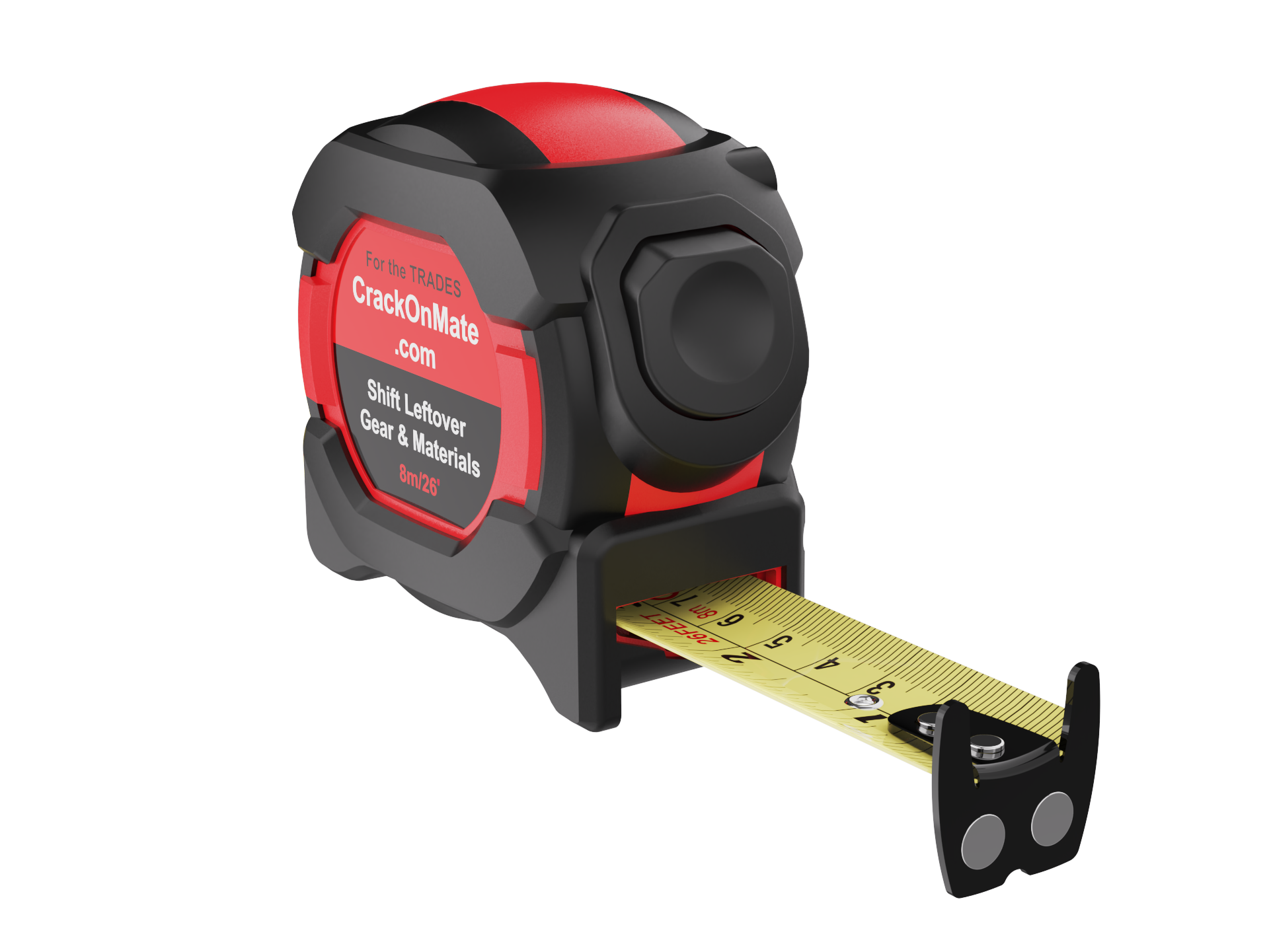 1-Pack 8m/26ft Auto-Lock Tape Measure – Heavy Duty Magnetic Hook, Double-Sided 25mm Blade, Nylon Coated, Class II – Shockproof Case, Belt Clip – Pro Measuring Tape for Trades & DIY - Image 4