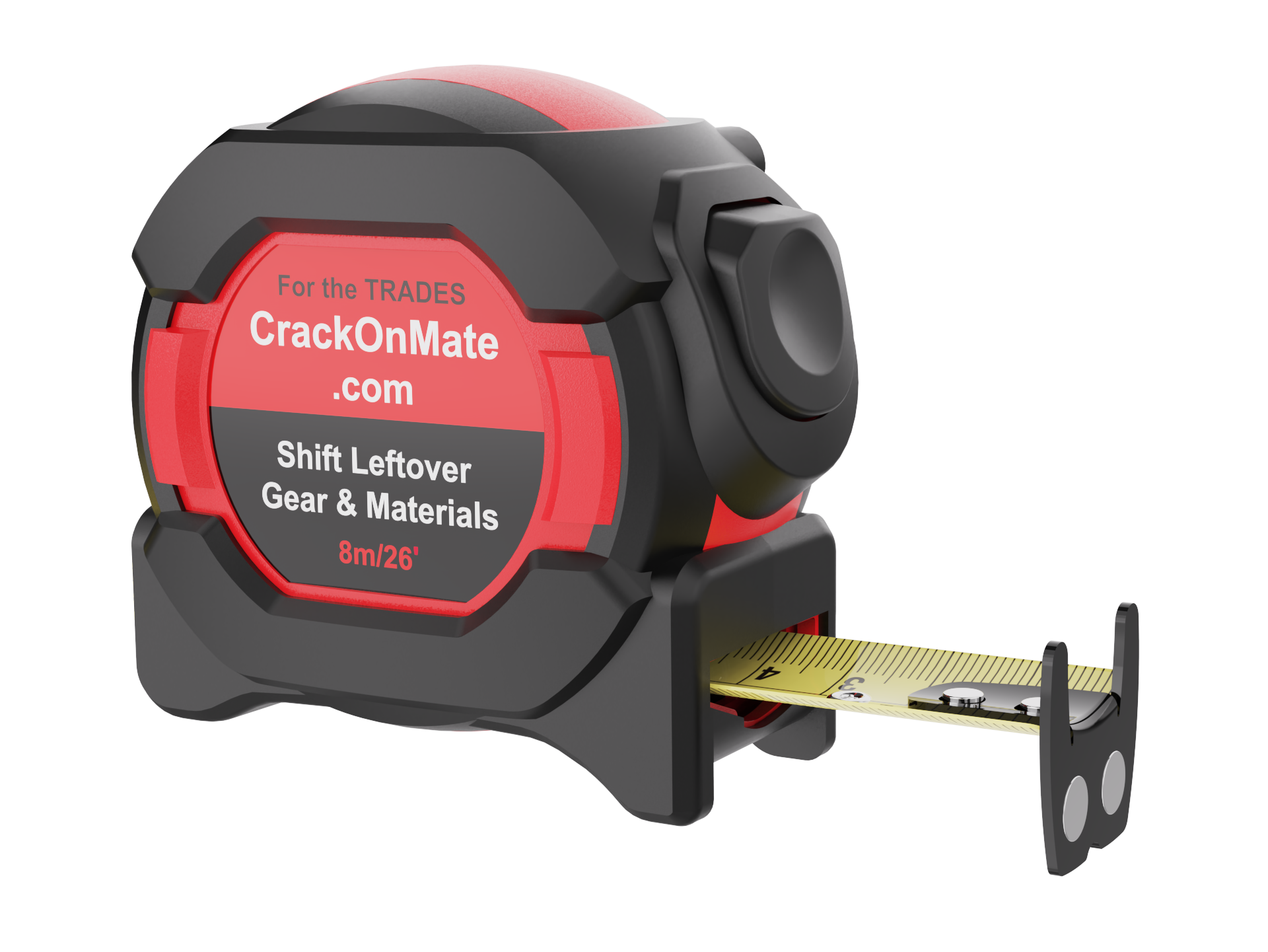 1-Pack 8m/26ft Auto-Lock Tape Measure – Heavy Duty Magnetic Hook, Double-Sided 25mm Blade, Nylon Coated, Class II – Shockproof Case, Belt Clip – Pro Measuring Tape for Trades & DIY