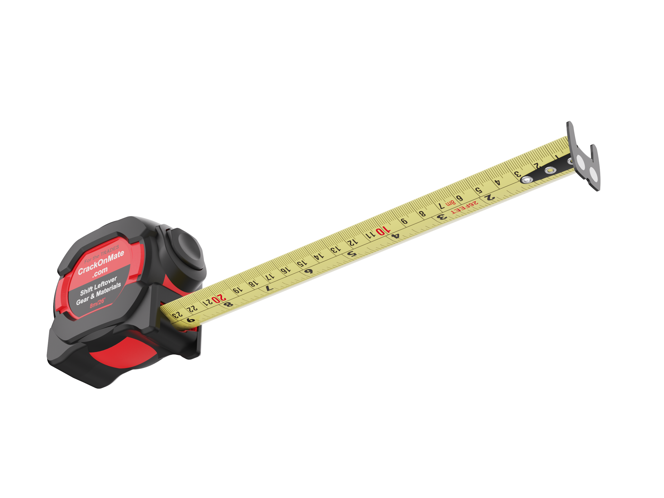 1-Pack 8m/26ft Auto-Lock Tape Measure – Heavy Duty Magnetic Hook, Double-Sided 25mm Blade, Nylon Coated, Class II – Shockproof Case, Belt Clip – Pro Measuring Tape for Trades & DIY - Image 3