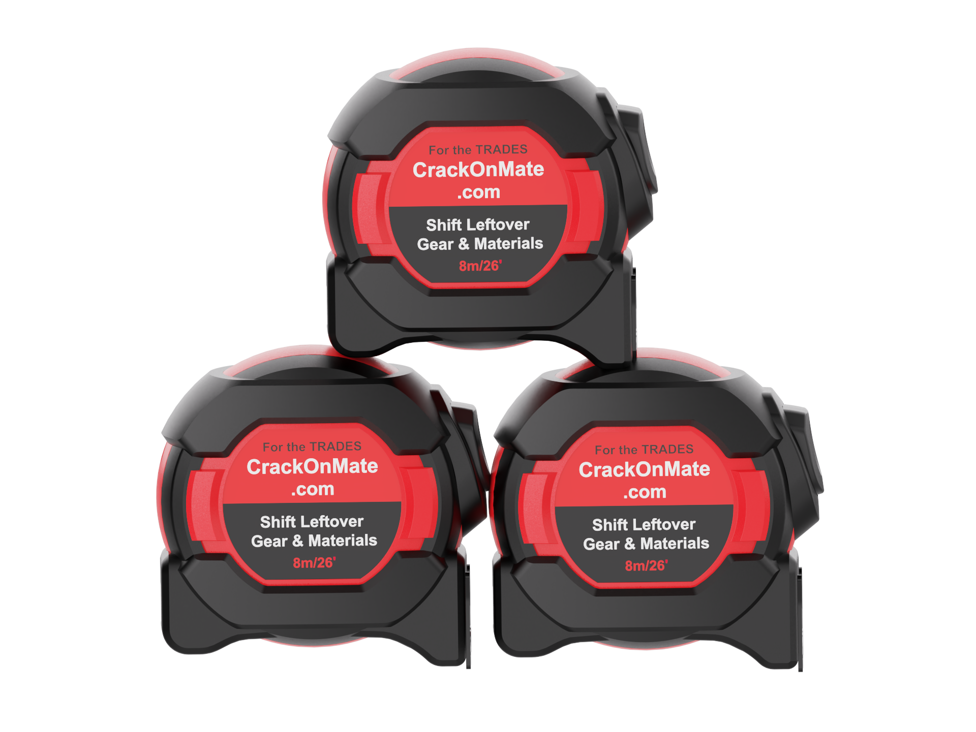 3-Pack 8m/26ft Auto-Lock Tape Measure – Heavy Duty Magnetic Hook, Double-Sided 25mm Blade, Nylon Coated, Class II – Shockproof Case, Belt Clip – Pro Measuring Tape for Trades & DIY