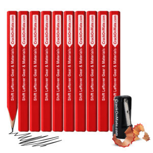 10 Carpenter Pencils Pack with Sharpener – HB Graphite Octagonal Anti Roll Design