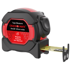 1-Pack 8m/26ft Auto-Lock Tape Measure – Heavy Duty Magnetic Hook, Double-Sided 25mm Blade, Nylon Coated, Class II – Shockproof Case, Belt Clip – Pro Measuring Tape for Trades & DIY