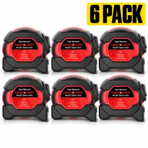 6 pack 8m/26ft Auto-Lock Tape Measure – Heavy Duty Magnetic Hook, Double-Sided 25mm Blade, Nylon Coated, Class II – Shockproof Case, Belt Clip – Pro Measuring Tape for Trades & DIY