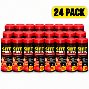 24 pack - Site Wipes - Heavy Duty Cleaning for Hands, Tools & Surfaces - Textured Trade Wipes for Grease, Oil, Fresh Paint, Silicone, Adhesive Residue, Sealant & PU Foam - Citrus Scent - 80 Wipes