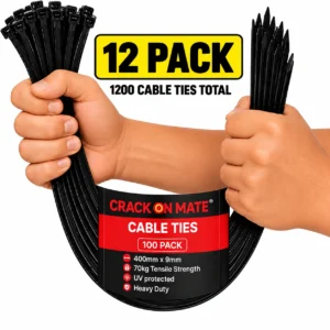 12 pack – Heavy Duty Cable Ties 400mm x 9mm, 100 per pack