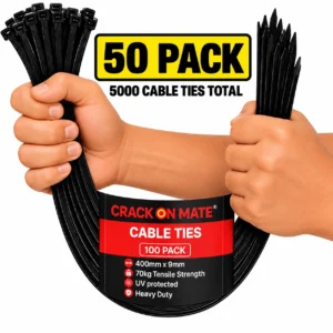 50 pack – Heavy Duty Cable Ties 400mm x 9mm, 100 per pack