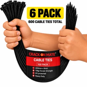 6 pack – Heavy Duty Cable Ties 400mm x 9mm, 100 per pack