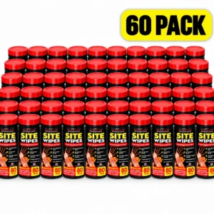 60 pack - Site Wipes - Heavy Duty Cleaning for Hands, Tools & Surfaces - Textured Trade Wipes for Grease, Oil, Fresh Paint, Silicone, Adhesive Residue, Sealant & PU Foam - Citrus Scent - 80 Wipes