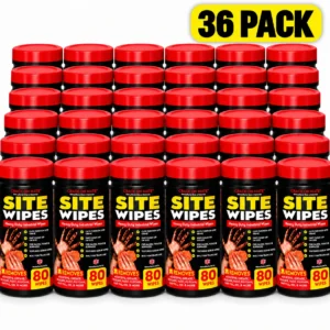 36 pack - Site Wipes - Heavy Duty Cleaning for Hands, Tools & Surfaces - Textured Trade Wipes for Grease, Oil, Fresh Paint, Silicone, Adhesive Residue, Sealant & PU Foam - Citrus Scent - 80 Wipes