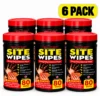 6 pack – Site Wipes – Heavy Duty Cleaning for Hands, Tools & Surfaces – Textured Trade Wipes for Grease, Oil, Fresh Paint, Silicone, Adhesive Residue, Sealant & PU Foam – Citrus Scent – 80 Wipes